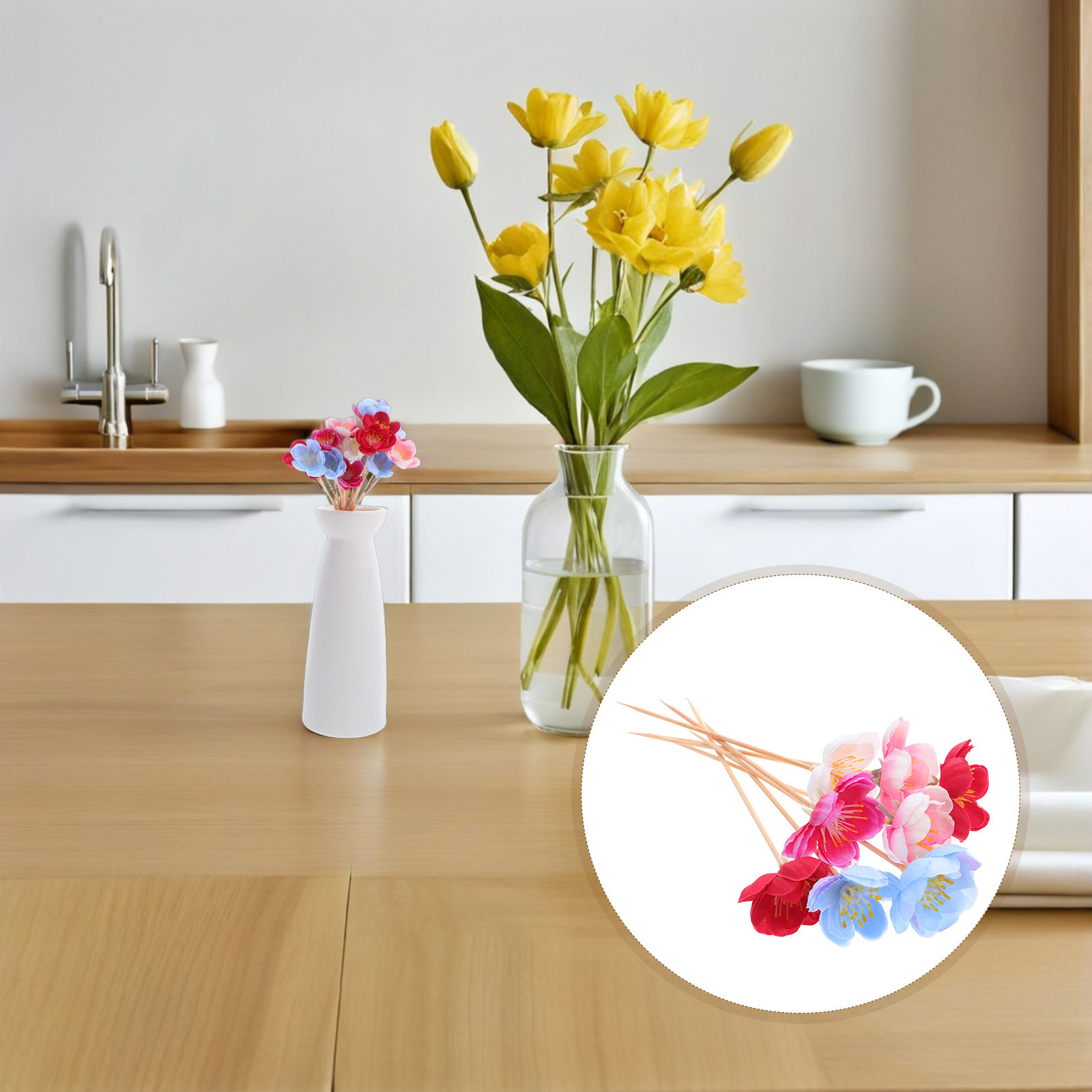 Floral Picks Wood - 100Pcs Elegant Floral Fruit Picks Lifelike