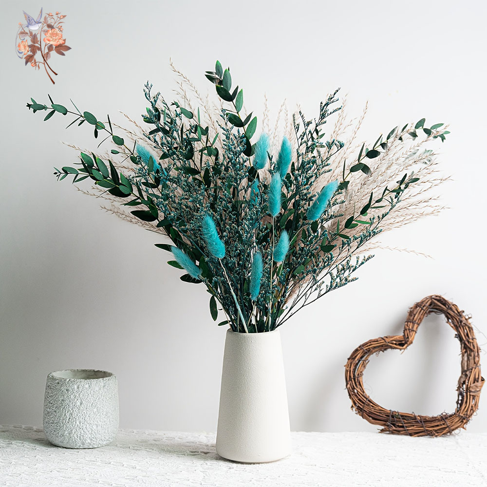 Dried Flower Bunch - Blue Natural Dried Flowers Pampas Bouquet