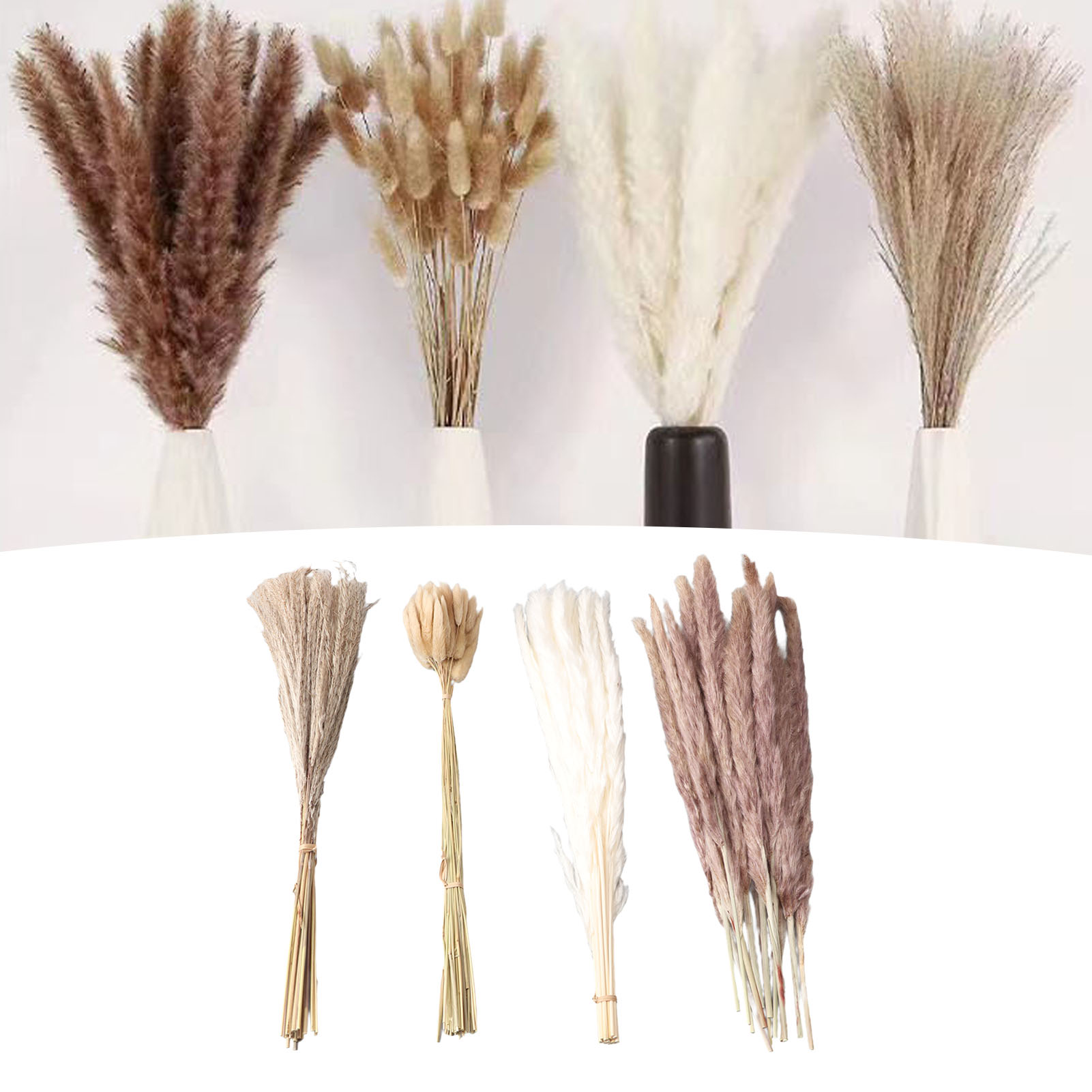 Dried Flower Bunch - Natural Dried Pampas Grass Fluffy 15PCS