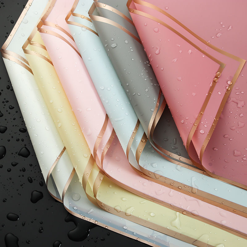 Florist Supply Paper - 10pcs/set Waterproof Gold Border Floral Bouquet