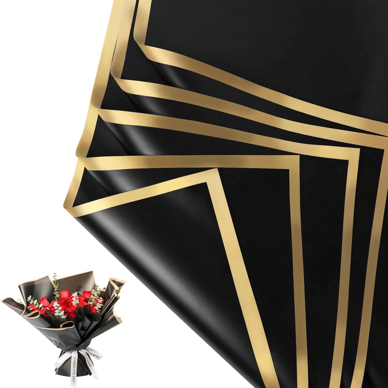 20 Sheets Gold Edge Waterproof - Florist Supply Paper 评论和价格