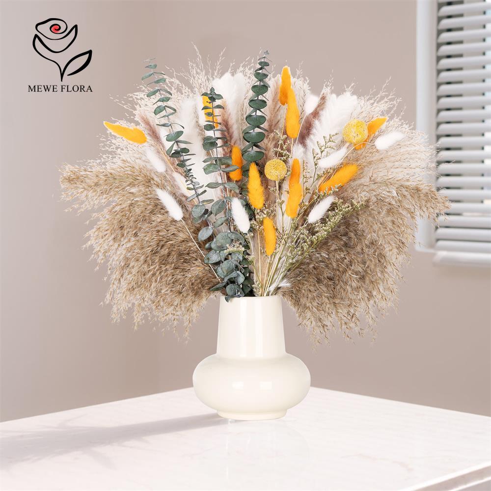 65Pcs Orange Pampas Grass Bouq - Dried Flower Bunch 评论和价格
