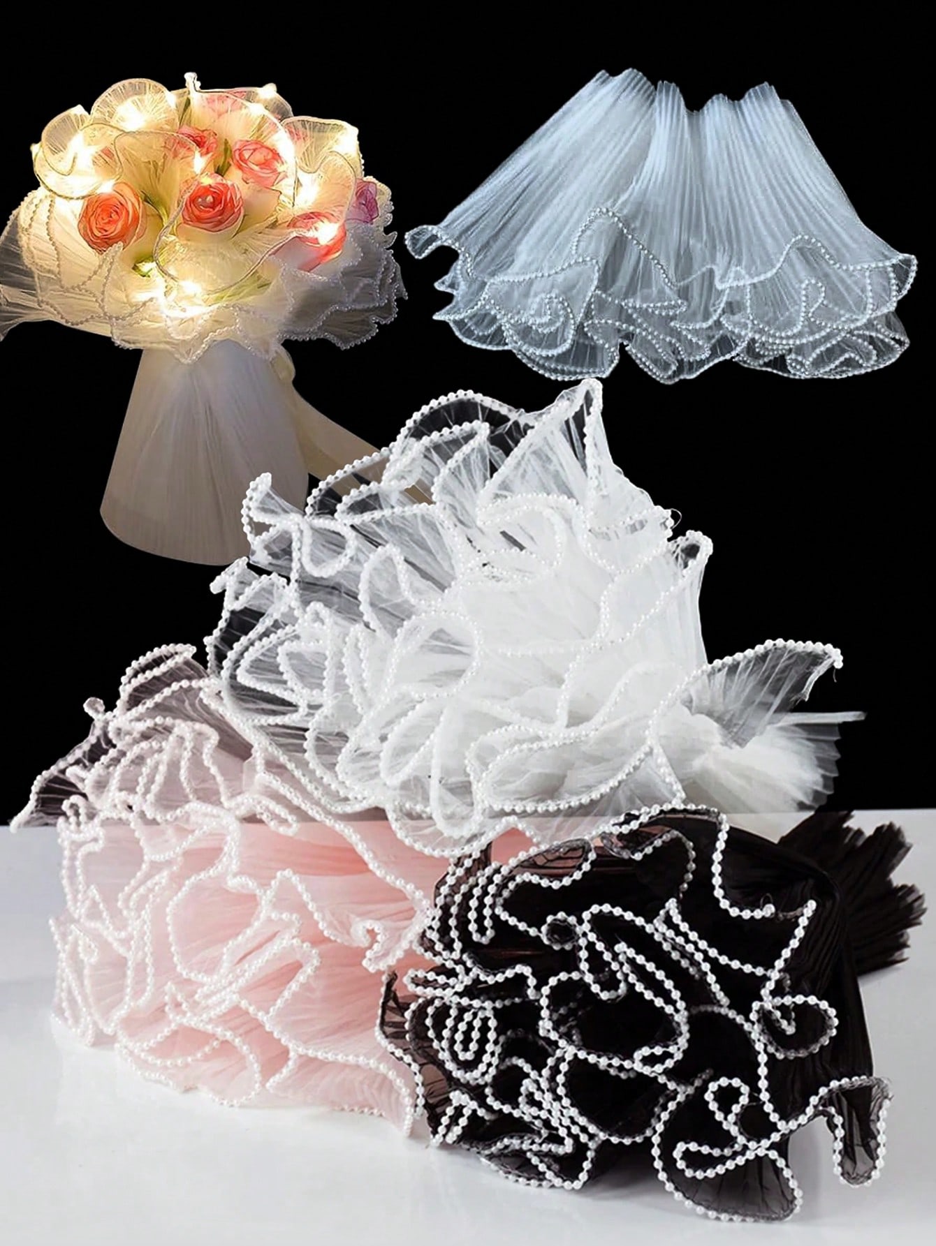 4Yards Faux Pearl Edge Flower  - Florist Supply Paper 评论和价格