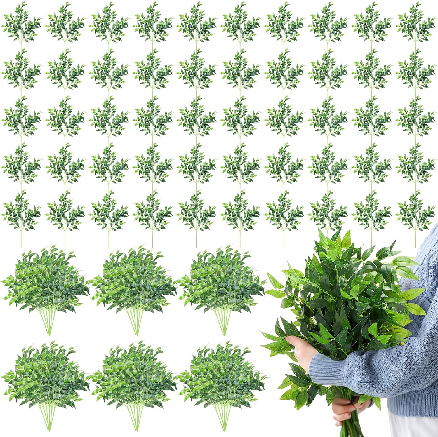 100 Pcs Artificial Italian Rus - Ruscus Stem Faux 评论和价格