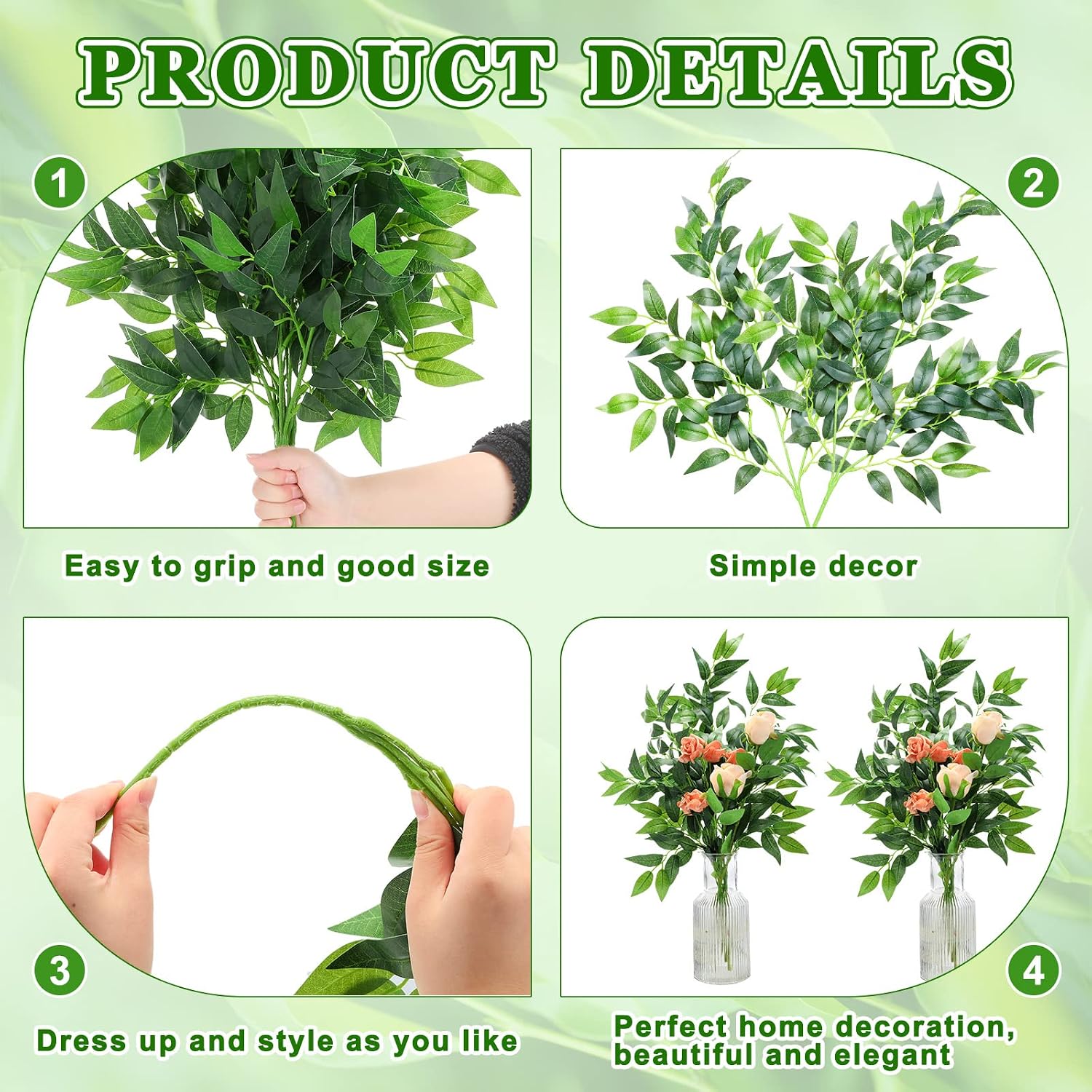 100 Pcs Artificial Italian Rus - Ruscus Stem Faux 评论和价格