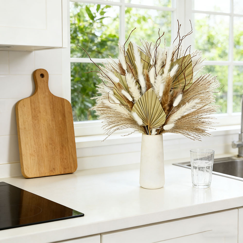 Natural Dried Palm Leaves Bouq - Dried Flower Bunch 评论和价格