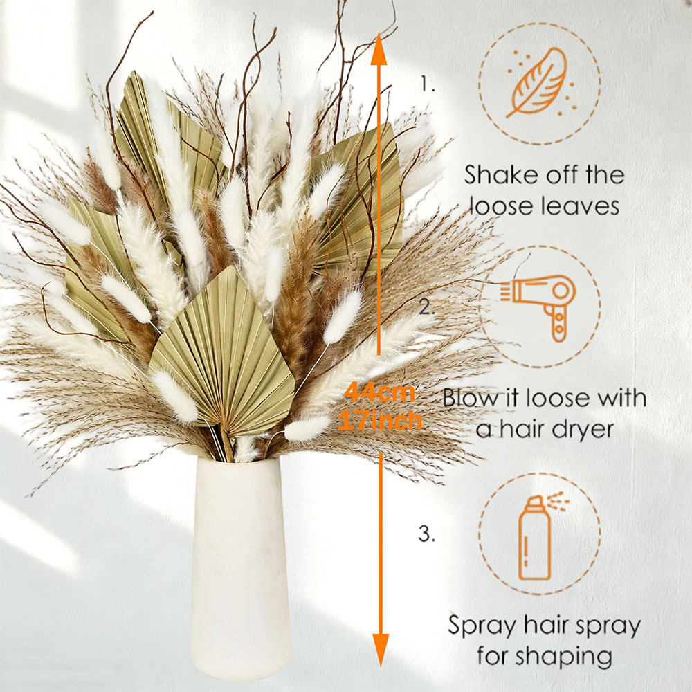 Natural Dried Palm Leaves Bouq - Dried Flower Bunch 评论和价格